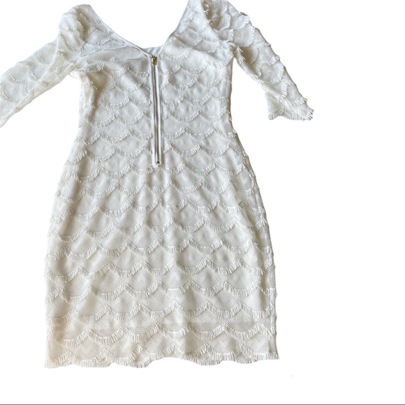 Guess White Long Sleeve Scalloped Fringe Cocktail Dress 8 - Picture 2 of 7